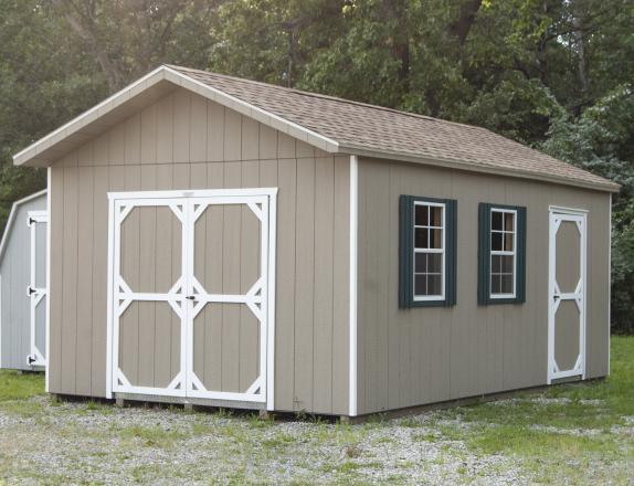 12x20 Front Entry Peak Style Storage Shed with Clay Siding