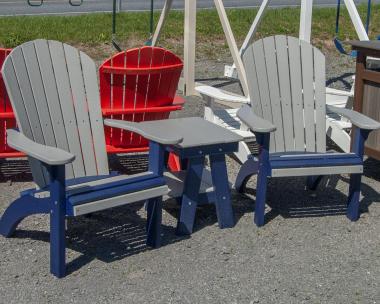 Raised Adirondack Chairs & Two Tier Table Poly Lumber Outdoor Patio Furniture
