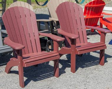 Raised Adirondack Chairs in Cherrywood Poly Lumber Outdoor Patio Furniture