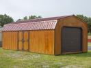 14x28 Dutch Garage with Rustic Cedar Siding and Red Metal roofing